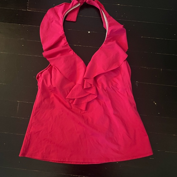 Ralph Lauren Other - Ralph Lauren Nylon Fuchsia and White Swim Bathing Suit Top Size 12